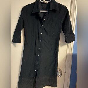 Thin Cord Vintage Dress Pearl Snap Buttons Y2K Cotton